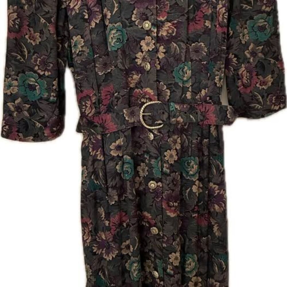 Periwinkle Vintage Floral Belted Dress Size 12